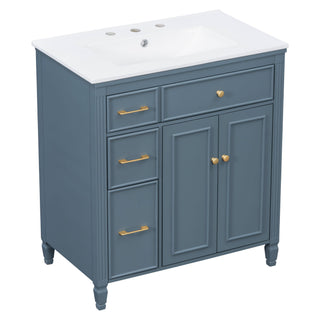 Freestanding Bathroom Vanity With Sink, Soft Close Door, Tip Out Drawer