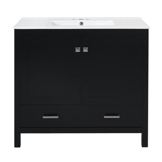 Bathroom Vanity With Sink, Soft Close Doors, Double Shelves & Divided Drawer