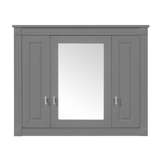 Wall Mounted Bathroom Cabinet With Mirror And 4 Shelves, Rectangular Design - Gray
