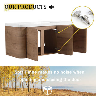 Wall Mounted Bathroom Vanity With Sink, 3 Soft Close Doors