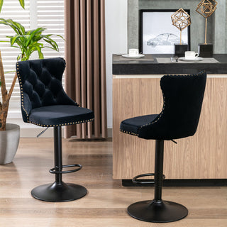 Swivel Barstools Adjusatble Seat Height, Modern Upholstered Bar Stools With Backs Comfortable Tufted For Home Pub And Kitchen Island (Set of 2)