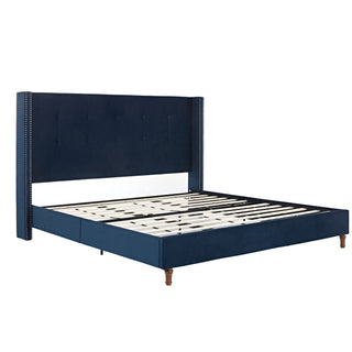 Peyton - Upholstered Bed With 54" High Headboard, Traditional Hand Buttoned Tufting