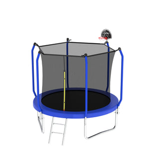 Trampoline With Basketball Hoop, Astm Approved Reinforced Type Outdoor Trampoline With Enclosure Net