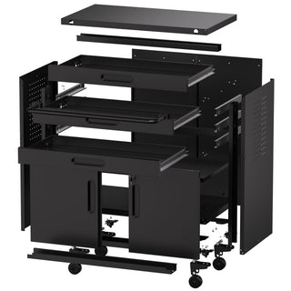 Rolling Tool Cabinet Heavy Duty Garage Storage With Lockable Doors & Drawers