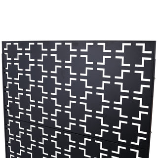 Outdoor / Indoor Privacy Screen Metal Privacy Screen, Freestanding Decorative Privacy Screen For Deck Balcony Patio - Black
