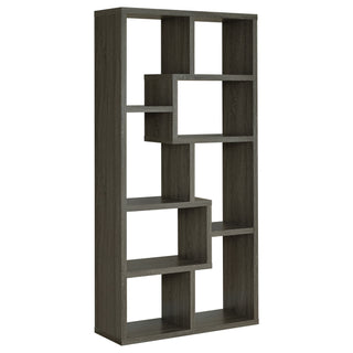 8 Shelf Bookcase With Geometric Design - Gray