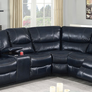 Power Motion Reclining Sectional Sofa With Console Cup Holders And USB Charging Port - Blue