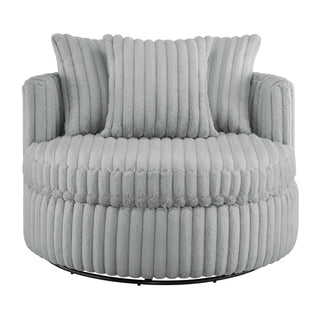 Mindy - Oversized Swivel Barrel Chair - Gray