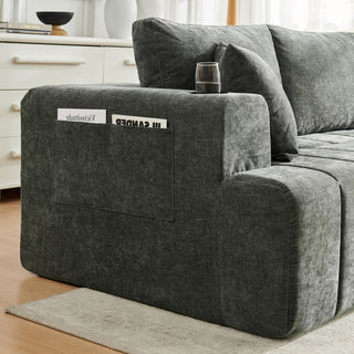 L - Shaped Sectional Sofa With Cup Holders & Side Pockets