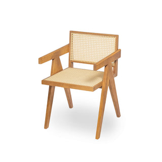 Chandigarh Arm Dining Chair With Natural Cane Design (Set of 2)