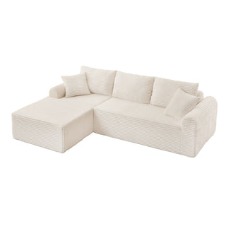 Modular Sectional With Arched Armrests, Includes 3 Back Cushions & 2 Throw Pillows