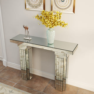 Console Table, Rectangular Entryway Desk For Living Room - Silver