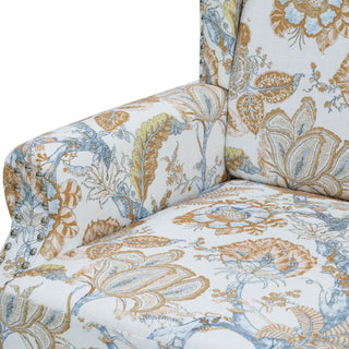 Accent Chair With Floral Upholstery And Nailhead Trim