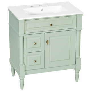 Modern Bathroom Vanity With Sink, Freestanding Cabinet With Flip Drawer & Adjustable Shelf