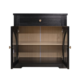 Sideboard Cabinet With 1 Drawer And 2 Arched Doors With Adjustable Shelves For Entryway - Black