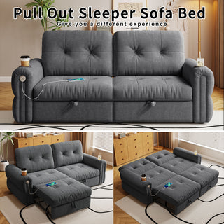 2 In 1 Convertible Sofa Bed For Living Room - Dark Gray - Fabric