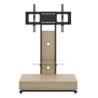 Mobile TV Cart With Push Pull Drawer, Lockable Wheels
