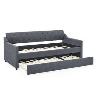 Size Upholstered Daybed With Trundle And USB Charging Armrest