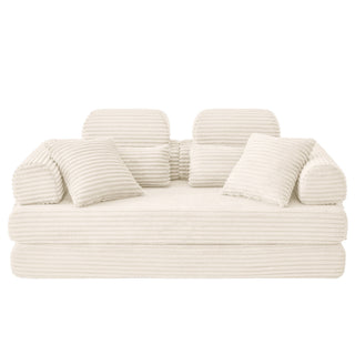Convertible Sleeper Sofa With & Side Storage Pocket, Foldable Upholstered Couch For Living Room