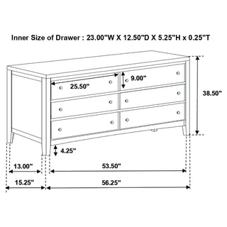 Wedgewood - 6 Drawers Dresser - Cappuccino