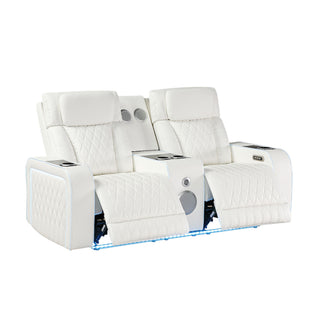 Electra - Power Reclining Loveseat With Power Headrests, Console, Speakers, Massage, LED Lighting And USB Control