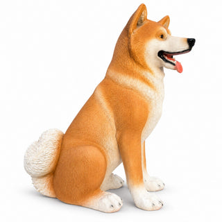 Shiba Inu Dog Statue, Sitting Animal Sculpture For Home Garden - Yellow / White