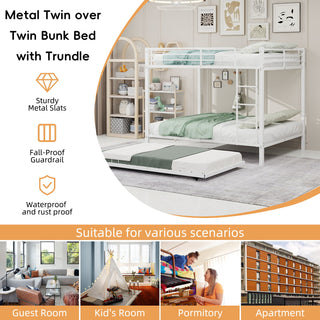 Bunk Bed For Kids, Convertible Frame With Ladders & Guardrail