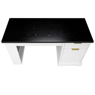 Modern Fluted Office Desk With Storage Cabinet