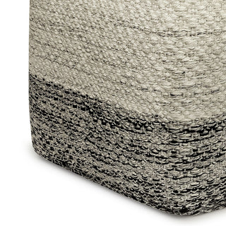 Macie - Square Woven Outdoor / Indoor Pouf - Gray / White