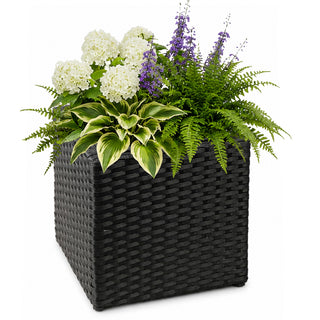 Cubic Planter Box, Plant Pot With Insert Indoor Outdor - Black
