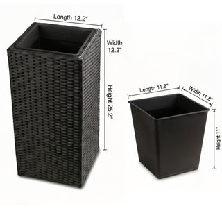 Solhome - Square Planter Box For Patio - Black