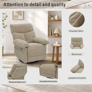 Swivel Rocker Recliner Chair With Manual Recline For Living Room