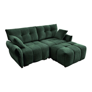 Sofa Set With Ottoman And Pillows, Textured, High Resilience Cushions