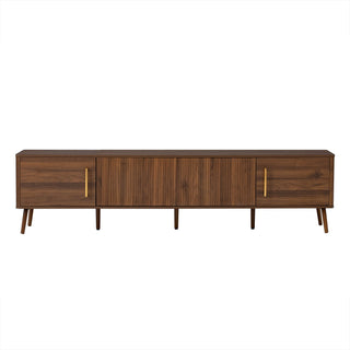 TV Stand For TVs Up To 85" With Fluted Door, Cable Management, Soft-Closing Hinges - Walnut