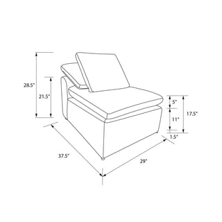 York - Modular Armless Chair With Overstuffed Cushion And Adjustable Pillows - Taupe