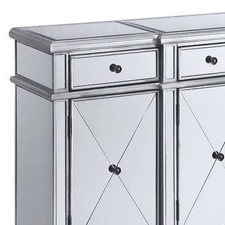 Battista - Mirrored 3 Drawer Wine Cabinet - Silver