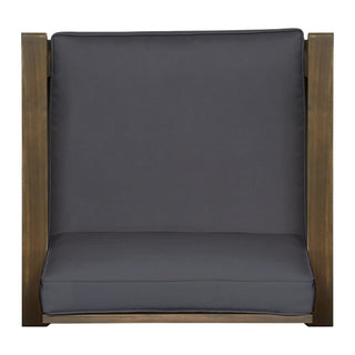 Enchanting Outdoor Club Chair With Slat Panel Design And Water Resistant Cushion - Dark Gray