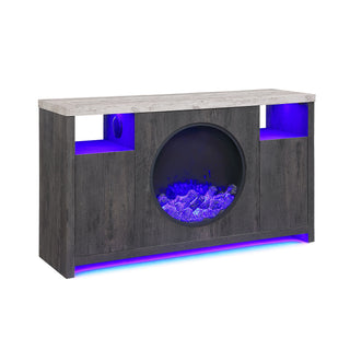 Nancy - Entertainment Unit With Bluetooth Speaker And LED Lighting - Gray