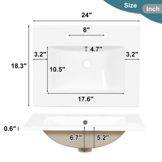 Modern Bathroom Vanity With Sink, Flip Drawer & 3 Drawers, Soft Close Hinges, Adjustable Shelf