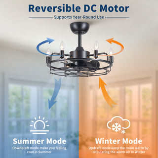 Modern Farmhouse Ceiling Fan, Adjustable Hanging