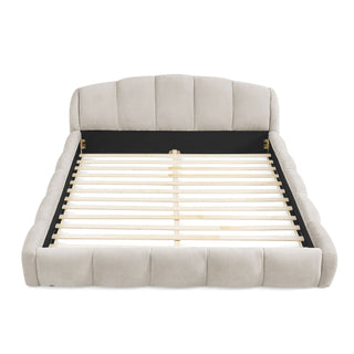 Upholstered Platform Bed Frame, Low Profile Floor Bed, No Box Spring Required