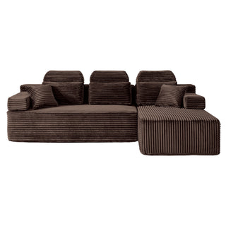 Sectional Sleeper Sofa & Storage Pockets, Modular Couch With Throw Pillows For Living Room