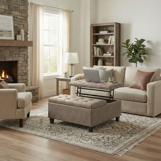 Harrison - Square Coffee Table Ottoman - Brown