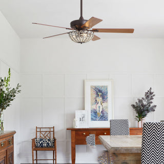 52" Ceiling Fan, 5 Blades, Reversible DC Motor - Coffee