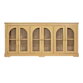 Modern Arched Glass Sideboard With 6 Doors, Buffet Cabinet With Storage And Adjustable Shelves