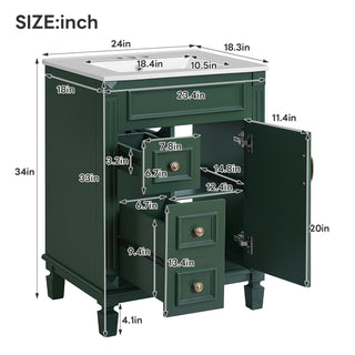 Bathroom Vanity With Sink, Compact Cabinet & 2 Drawers And Adjustable Shelf