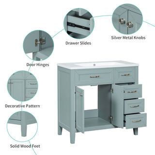 Modern Bathroom Vanity With Sink, Freestanding Design With Drawers And Doors