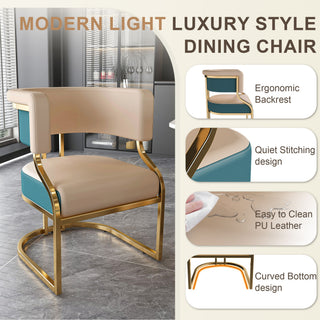 Dining Chairs Ergonomic Curved Backres (Set of 2) - Blue / Neutral