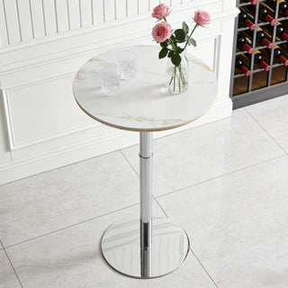 Circular Bar Table - White / Silver