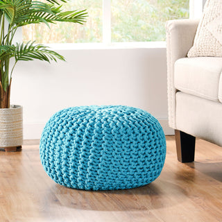 Moro - Knitted Round Pouf With Pumpkin Shape